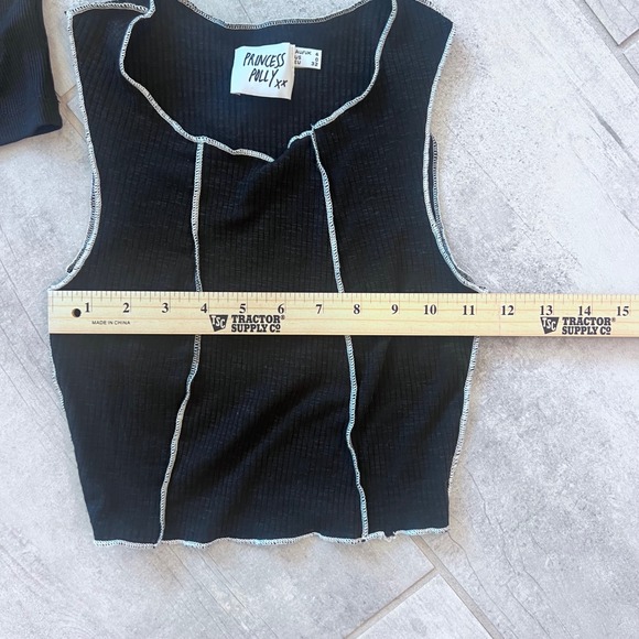 Princess Polly Black Ribbed Crop Top Sleeveless Tank Top Two Pack Women's - Picture 3 of 8